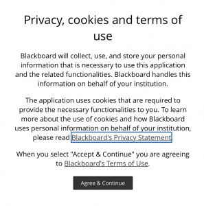 Blackboard Privacy Notice click-through
