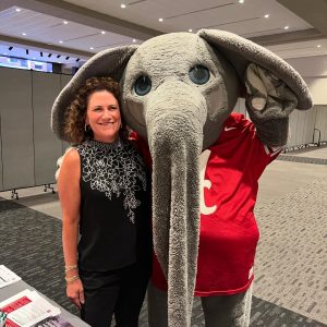 Ivon Foster-McGowan and Big Al at New Faculty Orientation